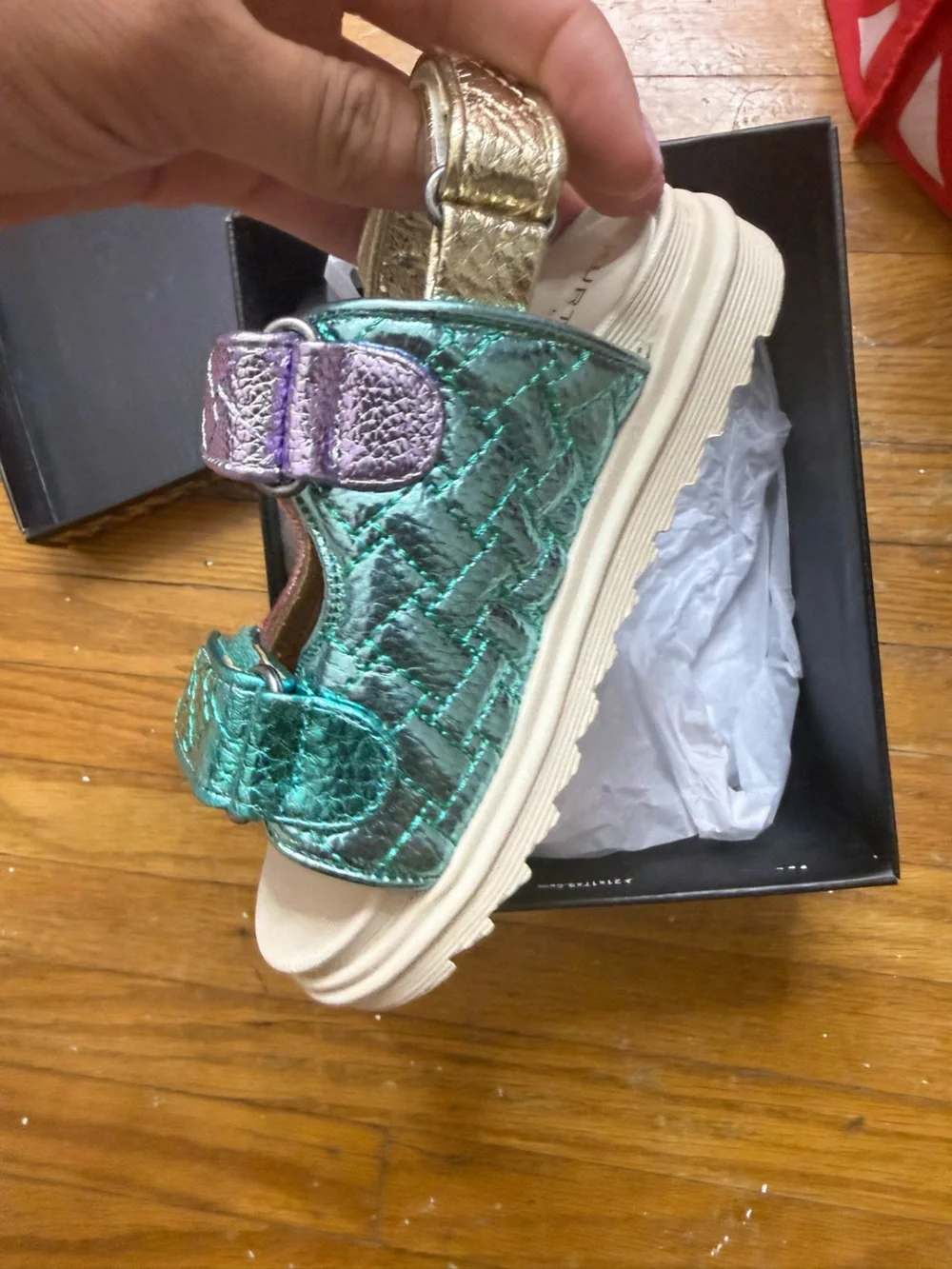 Kurt Geiger Kids Metallic Quilted Mary Janes - Pink, Purple & Teal